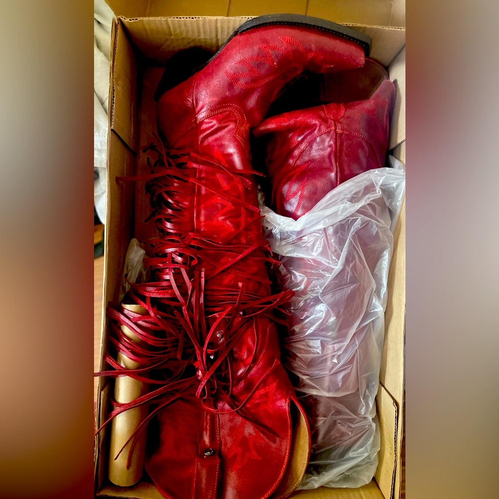 Knee High fringe western cowgirl boots